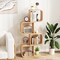 Natural Wicker Bookcase with S-Shaped Frame 4-Tier Storage Shelf for Small Spaces and Decor